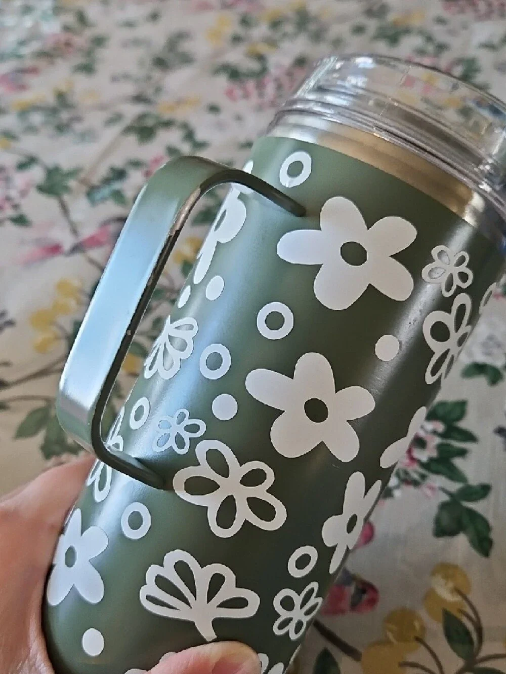 Igloo Olive Green Custom PYREX Print Travel Mug with Handle and Clear Lid - Picture 4 of 4